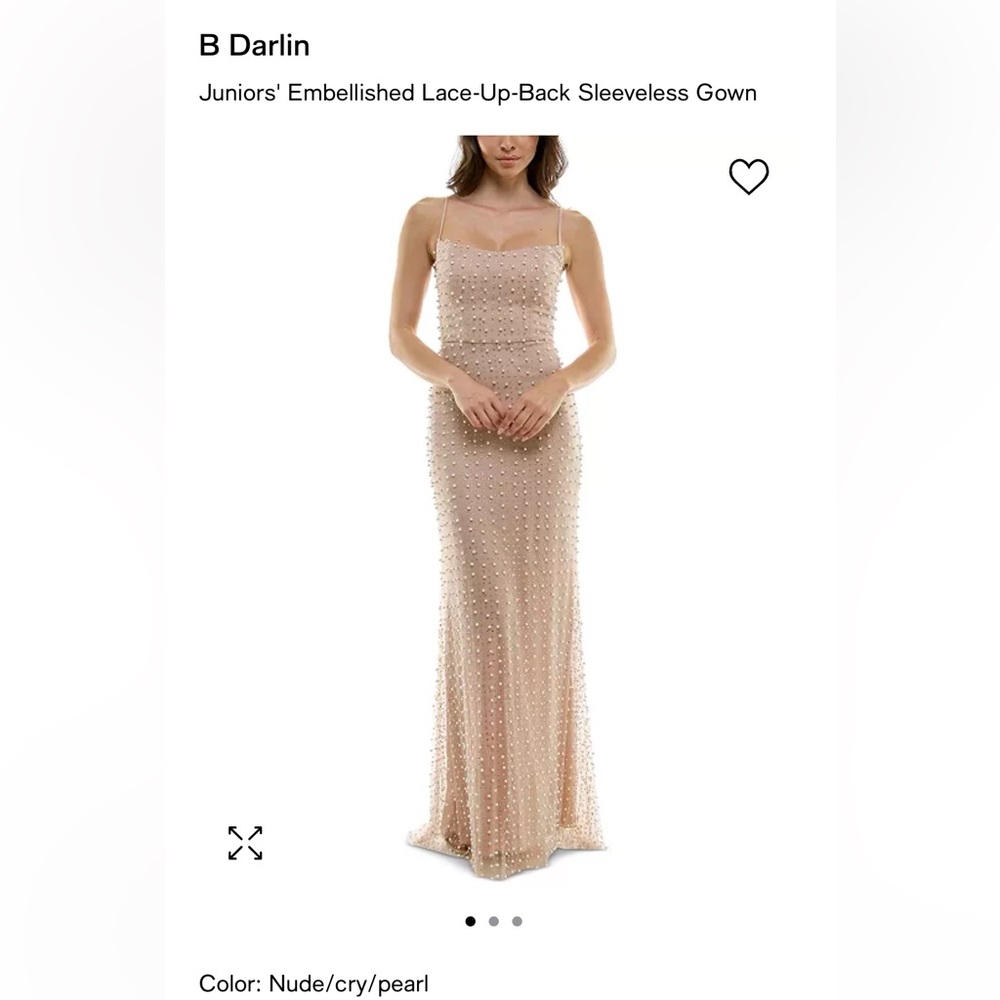 B Darlin Pearl-Embellished Nude Gown